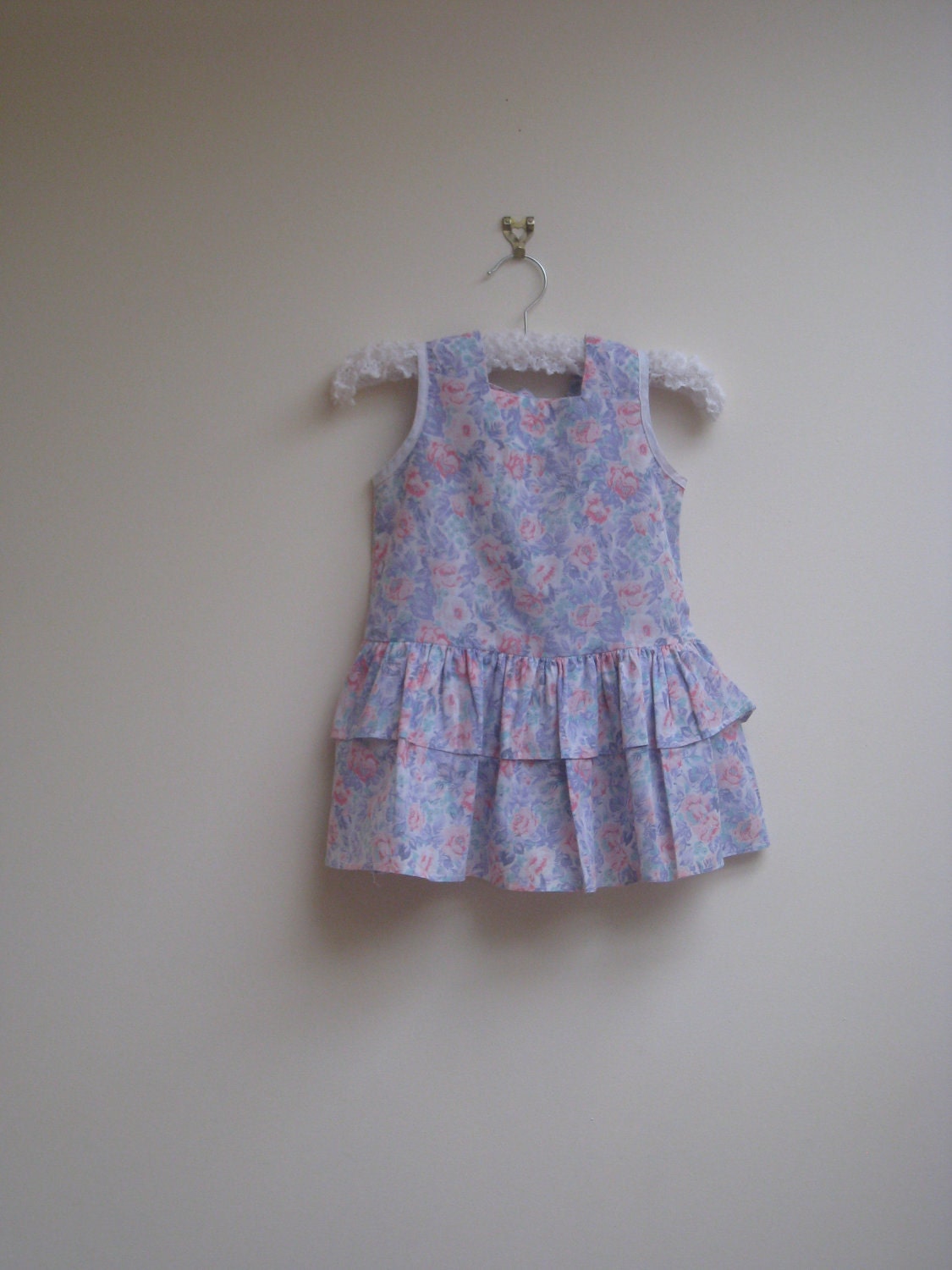 vintage dress, jeffrey b purple & pink floral frock, size 2