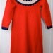 vintage wool dress, red sweater day 1970s knit, size 3T/4T