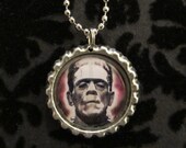 Frankenstein The Monster Bottle Cap Necklace or Keychain (Frankenstein 101)