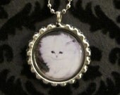 Cute Kitten Bottle Cap Necklace or Keychain (CAT 102)