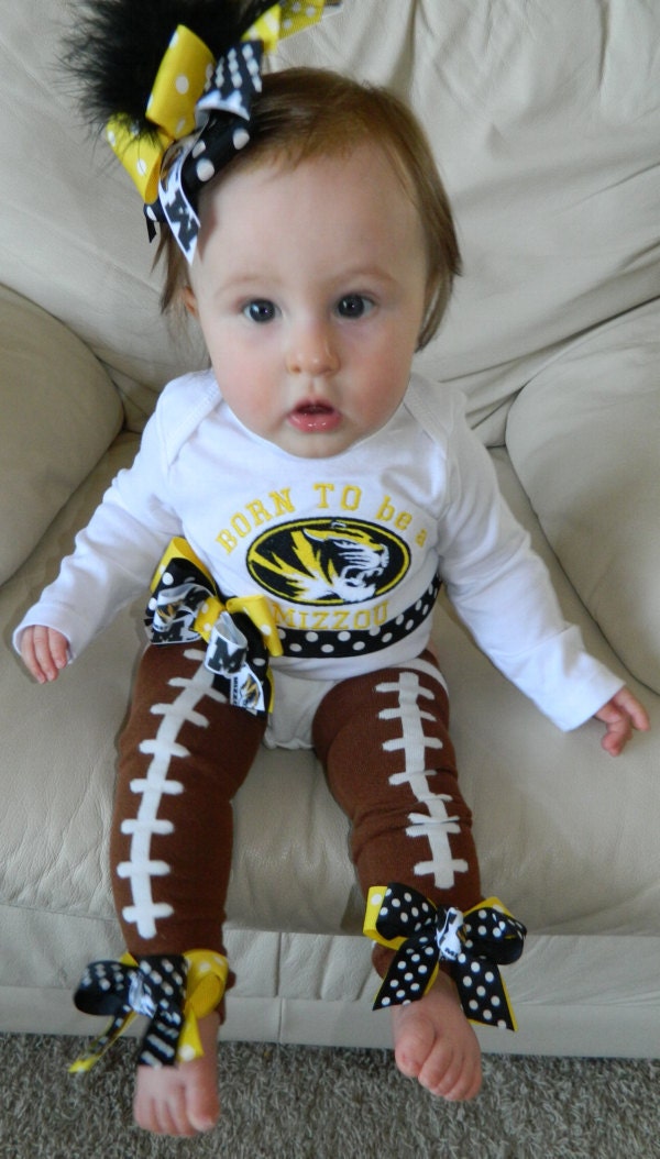 Team Spirit.....3 PC. Team Spirit Bodysuit With Leg Warmers and Matching Bow For Baby Girl or Toddler