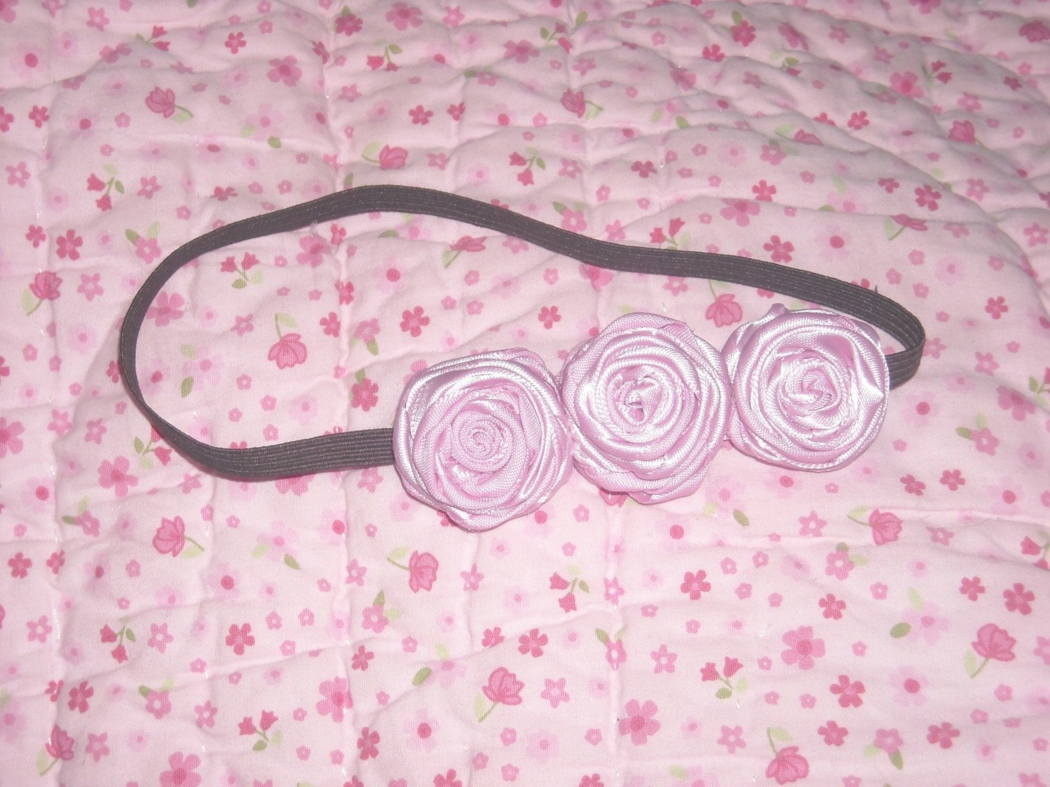 Pink and Chocolate Rosette Headband