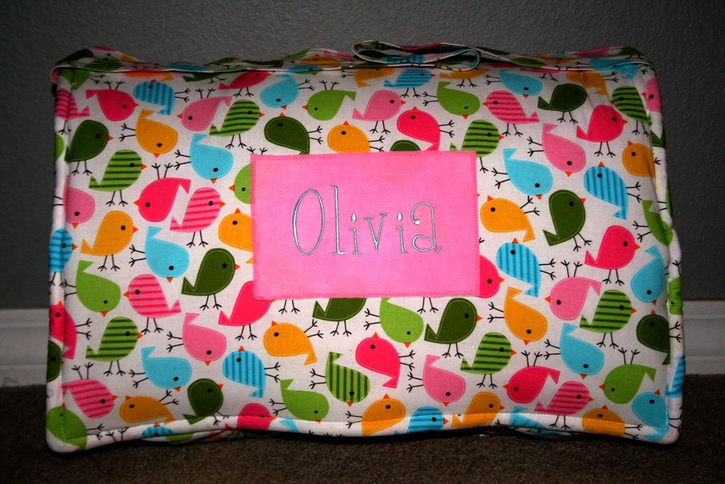 Nap Mat- Monogrammed- Thick & Comfy- Attached Blanket and Pillow Case with Removable Pillow Form for Easy Laundering