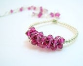 As Seen in Golden Globes Swag - Wreath Wire Wrapped Necklace Hot Pink Crystals