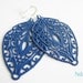 Blue Jean Baby - Hand Painted Blue Filigree Earrings