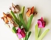 Origami Tulips - Handmade paper, totally unique origami flower bouquet, Origami Sculpture in Vibrant Spring Colors