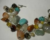 Gemstone Charm Bracelet Sterling Silver Chunky