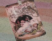 Set of Six Vintage Alice in Wonderland Gift Tags with Seam Binding ATC