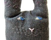 Bunny-Rabbit Hand Sewn and Embroidered Toy or Decoration Plush Woodland Creature