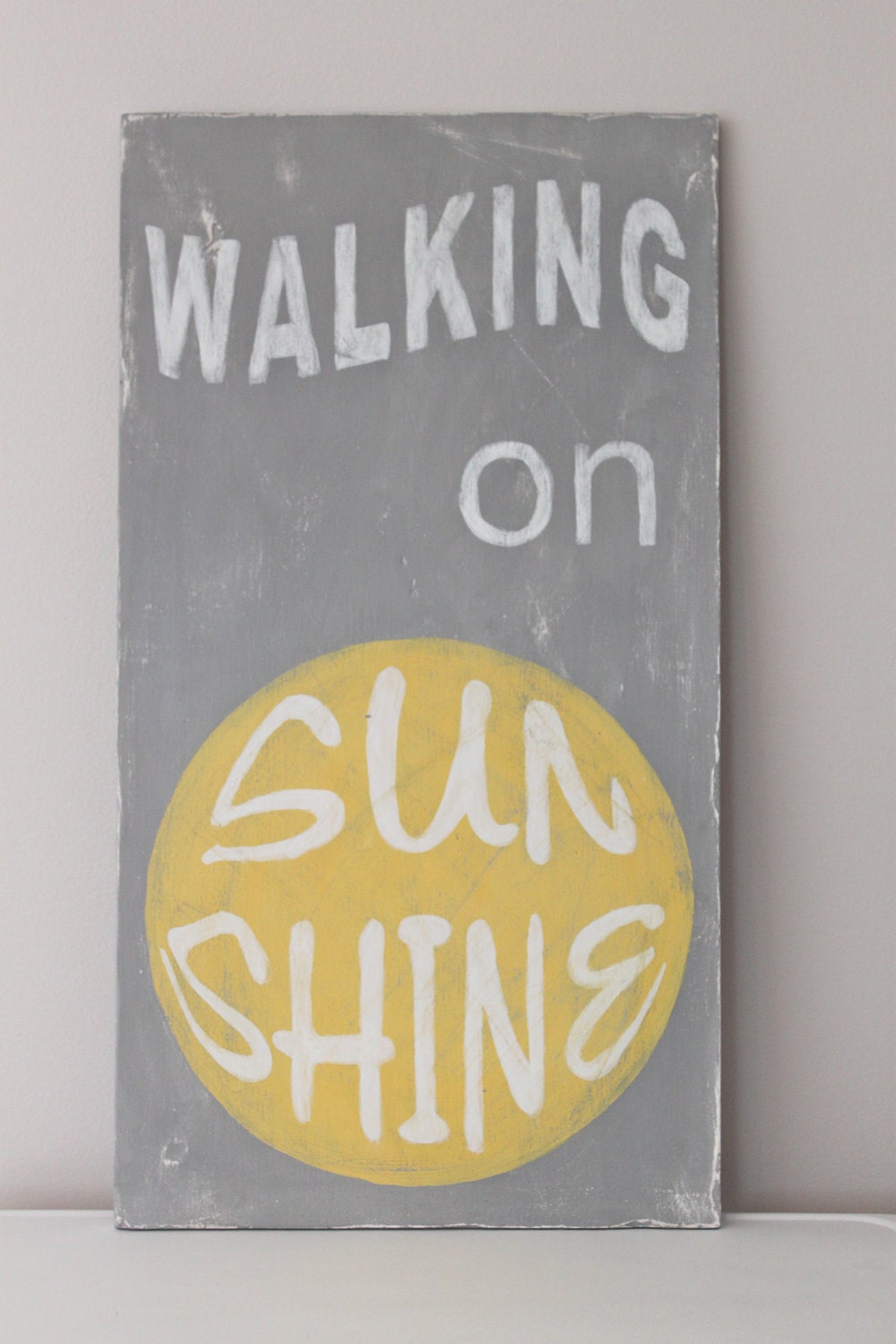 Wood Wall Art, Sign, Vintage Style, Walking On Sunshine, Quote