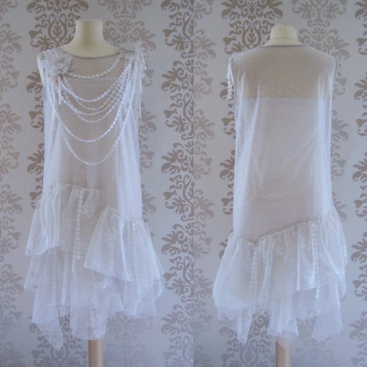 Wedding Dress Wedding Gown Reception Dress Alternative Wedding Dress : LOLA 2 Pieces Liberty Flapper Dress Custom Size
