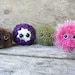 Brown Bunny Scrappy Buddy Puff Ball with Gold Safety Eyes and Crocheted with Super Soft Fuzzy Acrylic Yarn