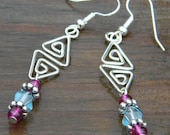 Triangle drop earrings with glass beads by Paradise Jewelry Shop