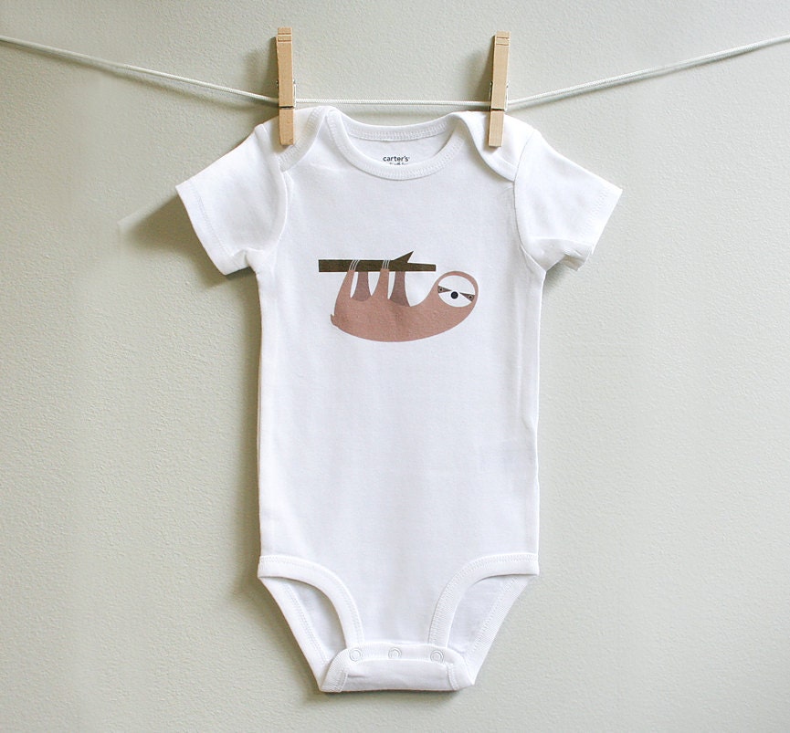 Baby clothes, baby boy or baby girl onesies, sloth, cute and adorable. Short or long sleeve. Your choice of size.