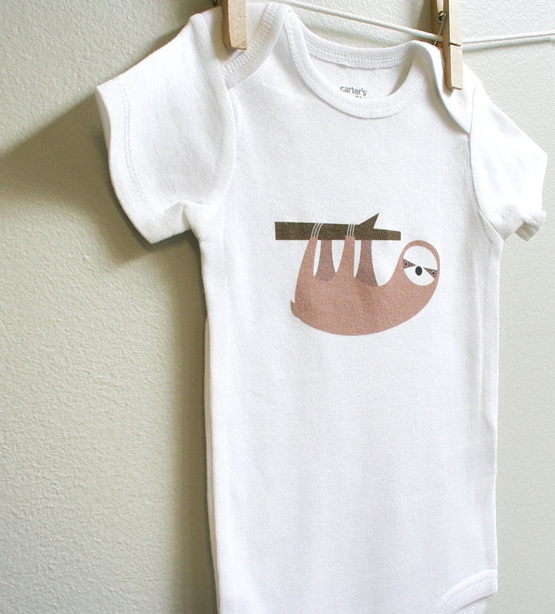 Baby clothes, baby boy or baby girl onesies, sloth, cute and adorable. Short or long sleeve. Your choice of size.