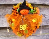 Spooky Ghost Scarecrow Wind Chime Wishes You A Happy Halloween Festive Holiday Boo Wreath