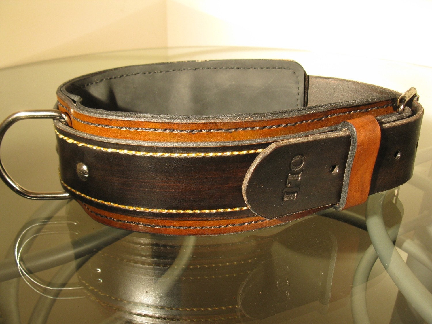 The Roch, double 3 inch, triple layer leather dog collar