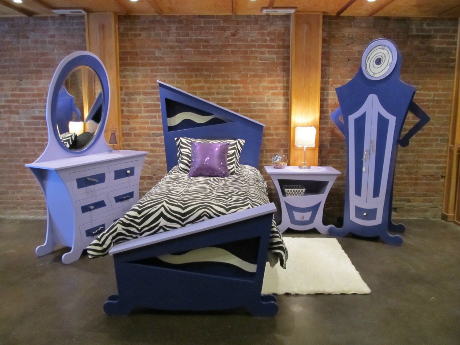 Whimsy bedroom set Zebra print Twin