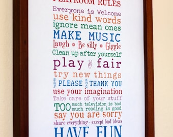 Print Your Own - Playroom Rules Sign