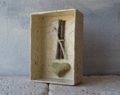 assemblage shadow box mixed media - sticks and stones