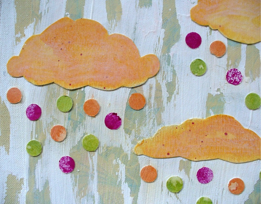 mixed media collage  home decor childrens nursery art