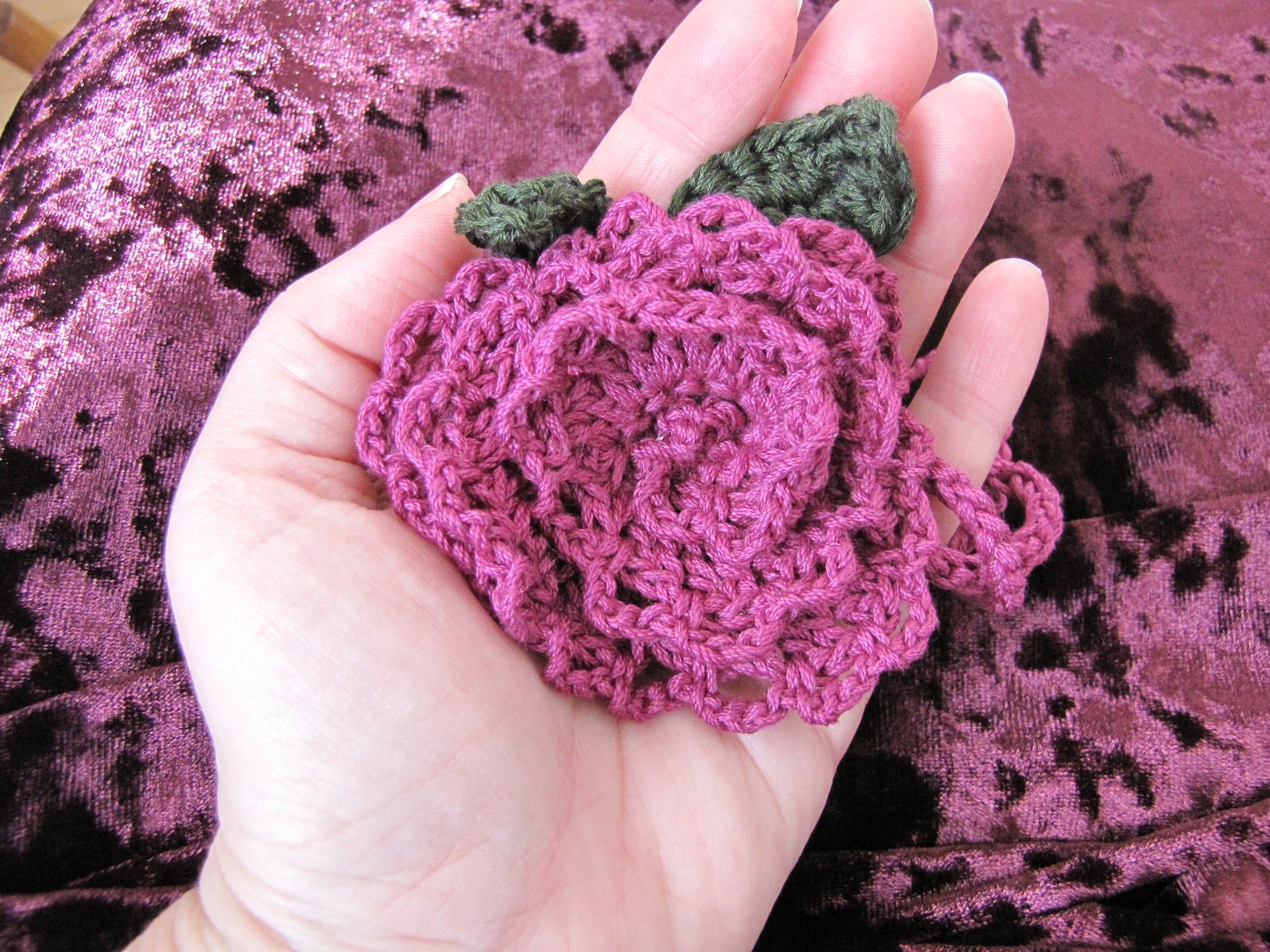 Lace Crochet Rose Bracelet in fandango - Valentine's gift