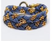 FUSION (GOLD) Denim Blue, braided, friendship bracelet