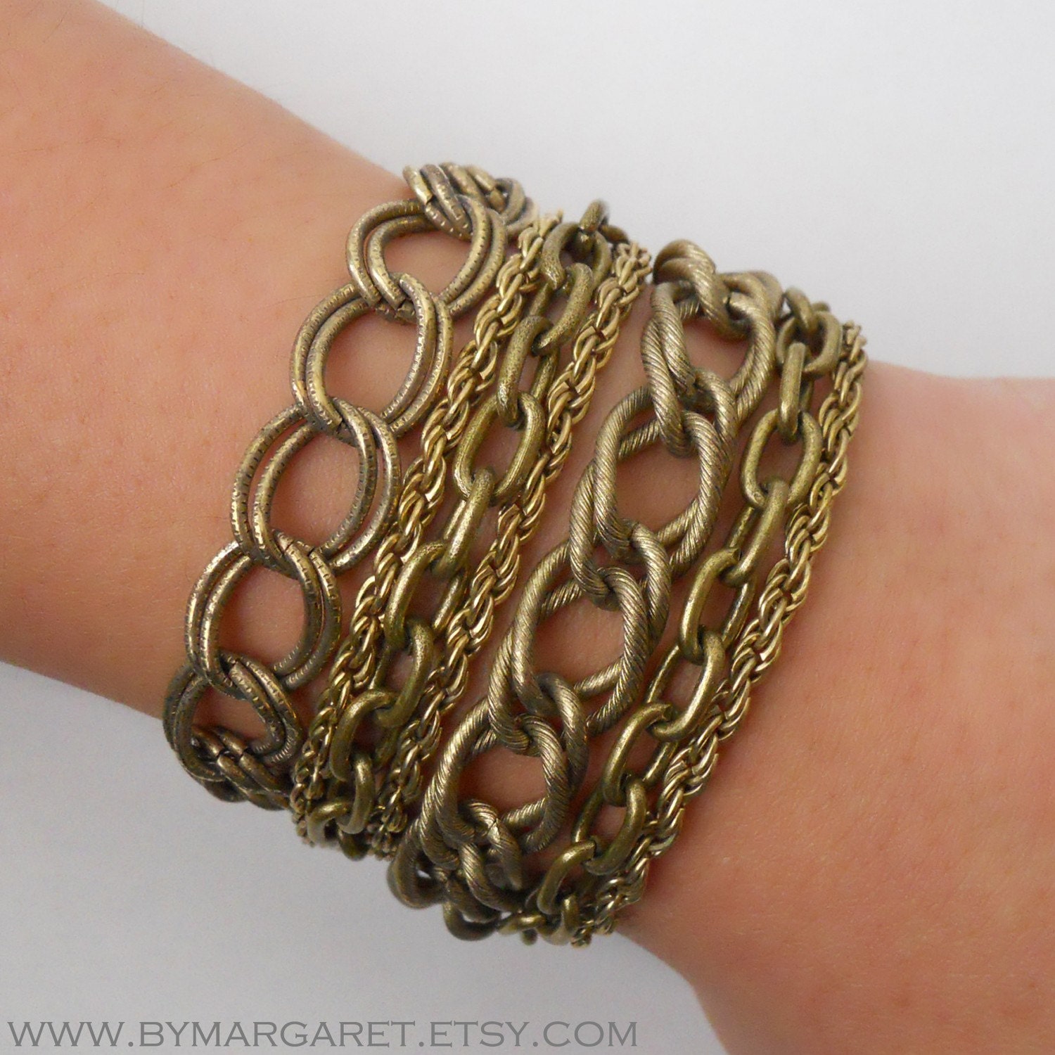 ASSEMBLY multi-chain bracelet, antique gold, antique bronze chains, friendship bracelet, layered bracelet