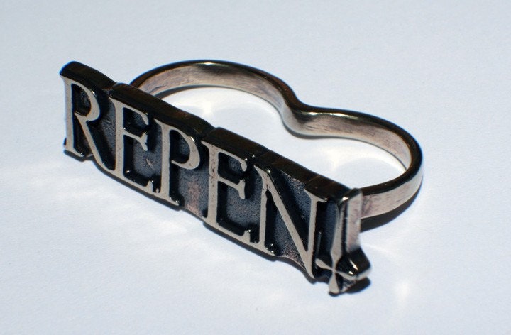 REPENT Two Finger Ring - Sterling Silver