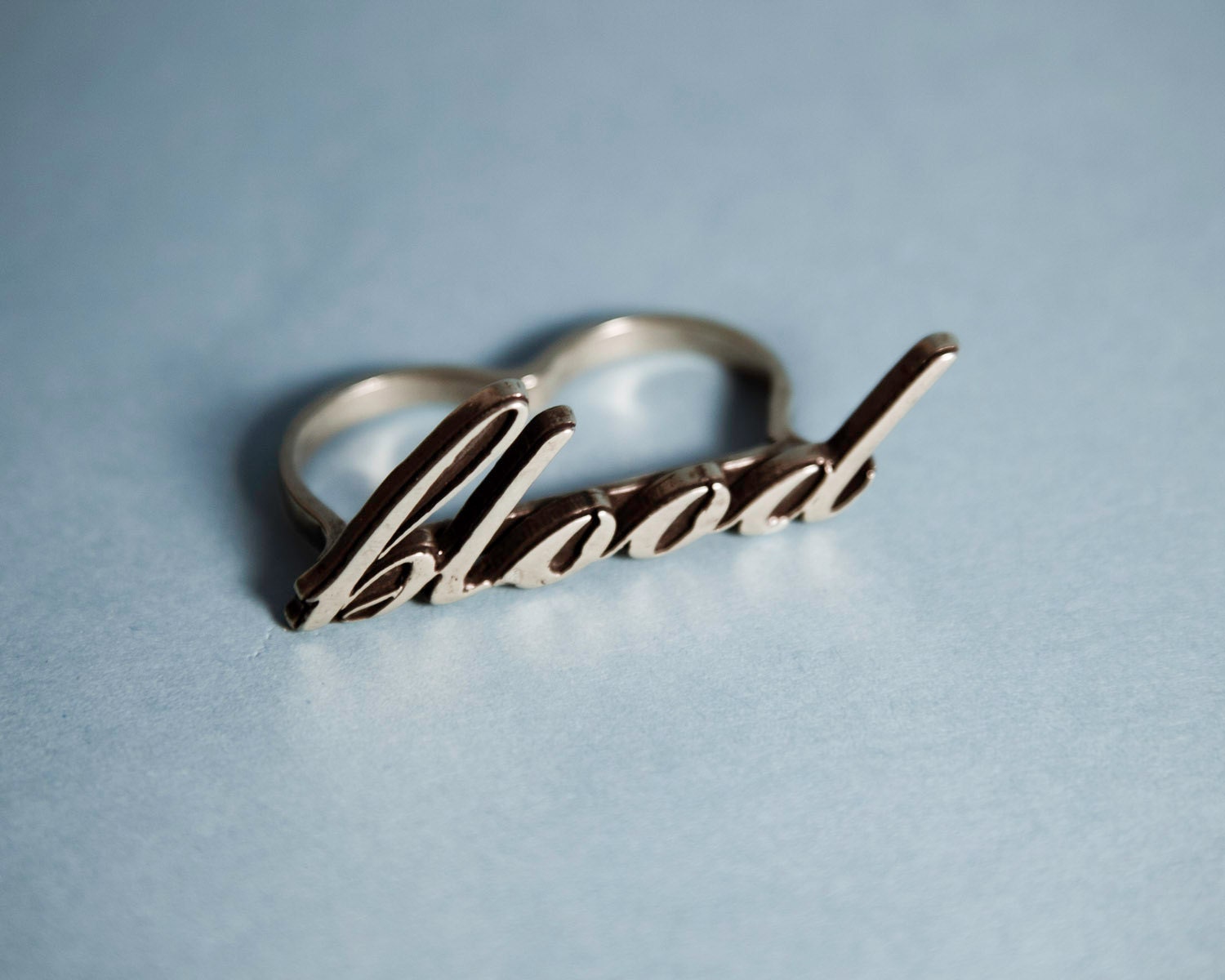 Blood Two Finger Signature Ring - Sterling Silver