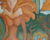 Story tale impasto oil painting "Sleeping Beauty" original oil by Gioia Albano