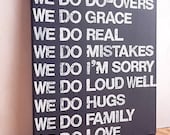 16X20 Canvas Sign - In This House We Do Grace, Graphite Gray and White, Family Rules Sign, Living Room Decor, Typography word art, Gift