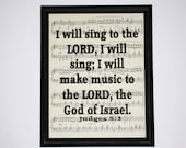 Bible Verse Print on Vintage Music - Judges 5:3