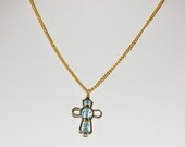 Aquamarine Swarovski Crystal Cross Pendant
