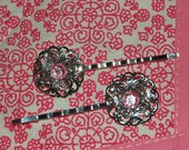 Filagree Rhinestone Bobby Pins -- 2 Cute
