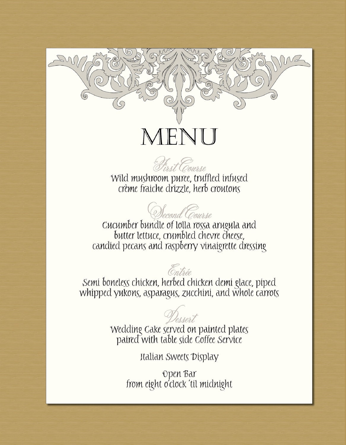 Wedding Menu Designs