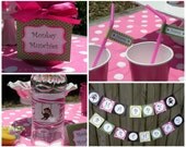 Pink & Green Monkey - Big Party Package - Girl Birthday - PRINTABLE Il_170x135