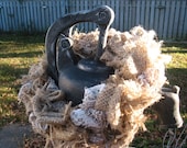 Custom-made Wreath Burlap and Lace for Candle OR Vase Centrepiece,
