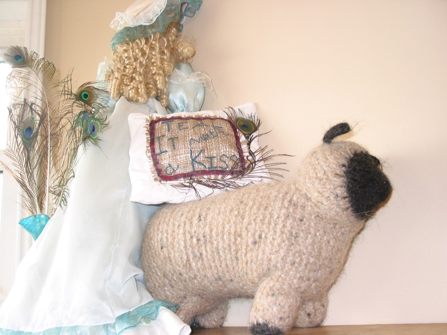 April Showers. Custom Ring Bearer's Pillow, part of the "I Take Ewe" personalized line for Rustic special events, weddings, etc