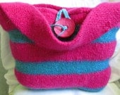 Felted Bag: Calypso. Fuchsia and turquoise stripe this small felted gypsy bag.