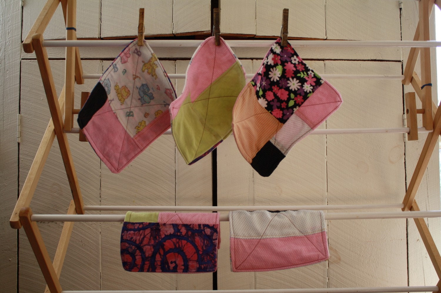 Quilted Cloth Napkins, Baby Washrags/Wipes Set of 5- Eco friendly, Upcycled