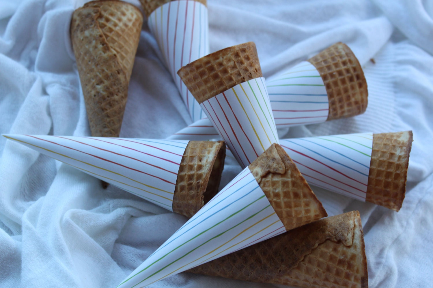 Rainbow Stripes Ice Cream Cone Wrappers (Set of 20)