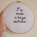 Arrested Development huge mistake quote cross stitch wall hanging