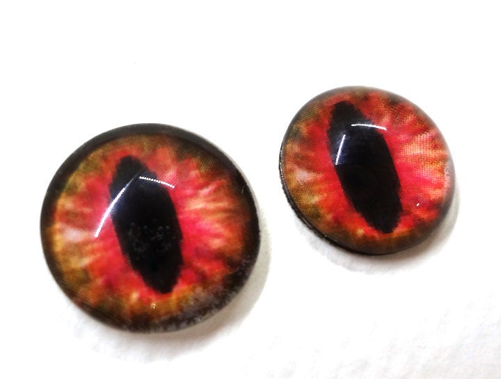 16mmPink and Brown Glass Dragon Eye Cabochons - Evil Eyes for Doll or Jewelry Making - Set of 2