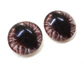 16mm Red Glass Dragon Eye Cabochons - Evil Eyes for Doll or Jewelry Making - Set of 2
