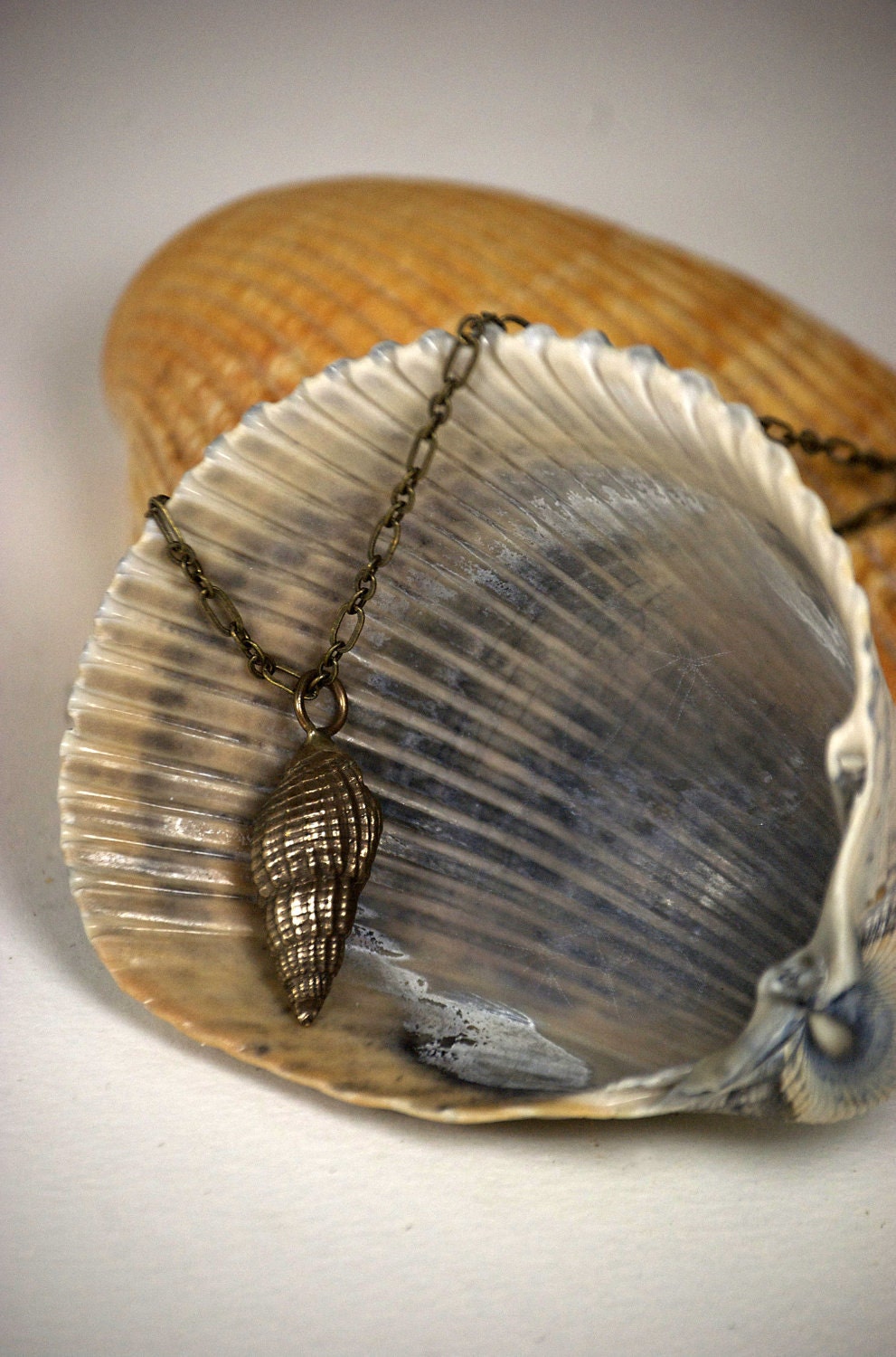 Sea Shell Nautical Necklace - Cast  Bronze Periwinkle Shell
