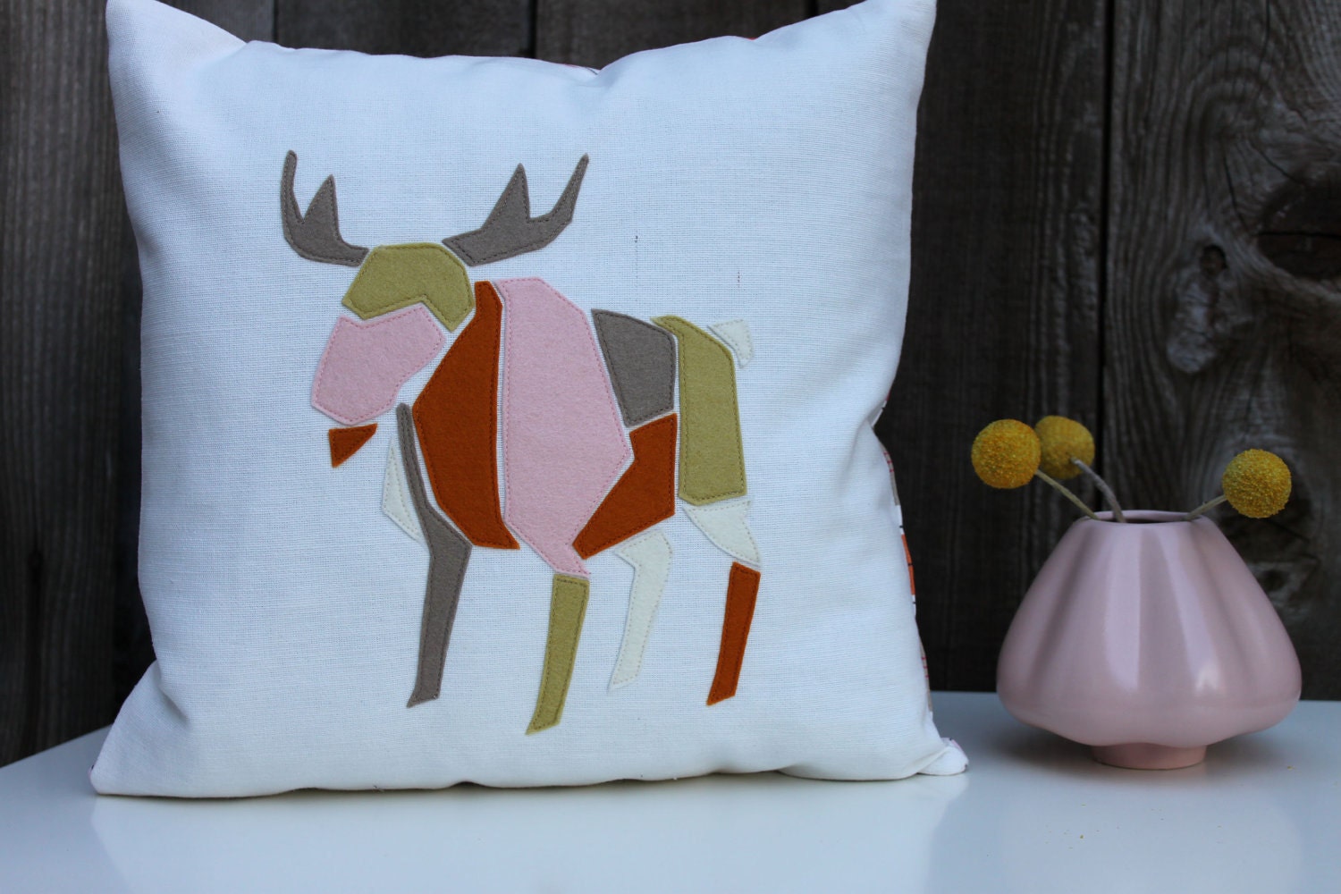 Mr. Pink Elk Pillow  14 x 14
