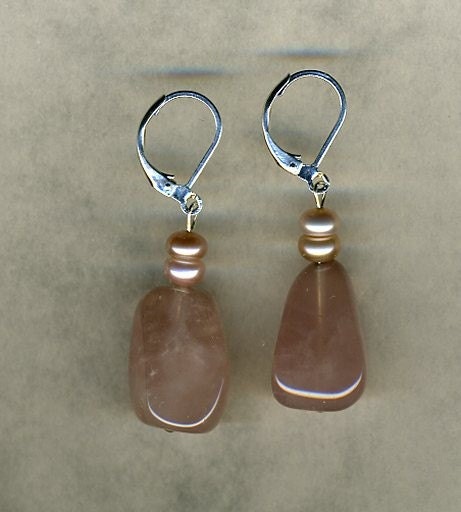 Rose Quartz and Pink Pearl Earrings-jewelry