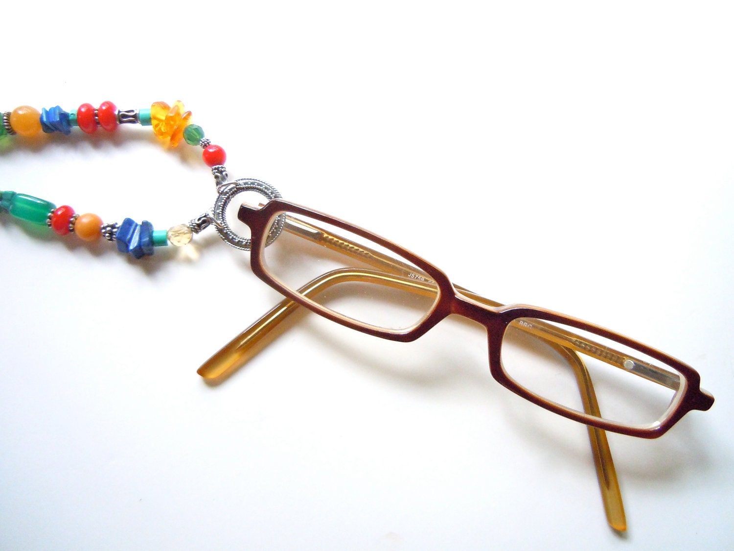 Colorful Eyeglass Holder, Multicolored Gemstone Necklace, Gemstone Eyeglass Holder, Lariat