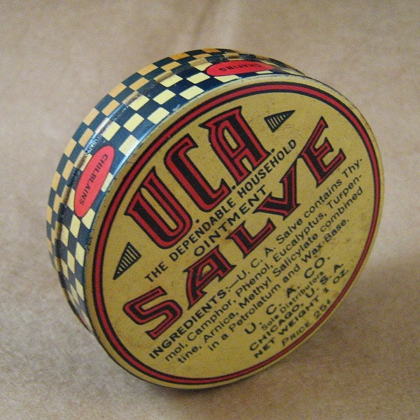 1920s U.C.A. Turpentine Salve Vintage Advertising Tin Medicine